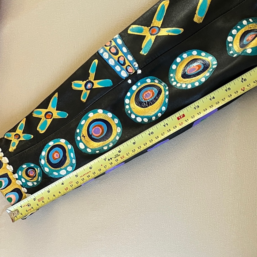 Colorful Patterned Leather Jacket - image 8